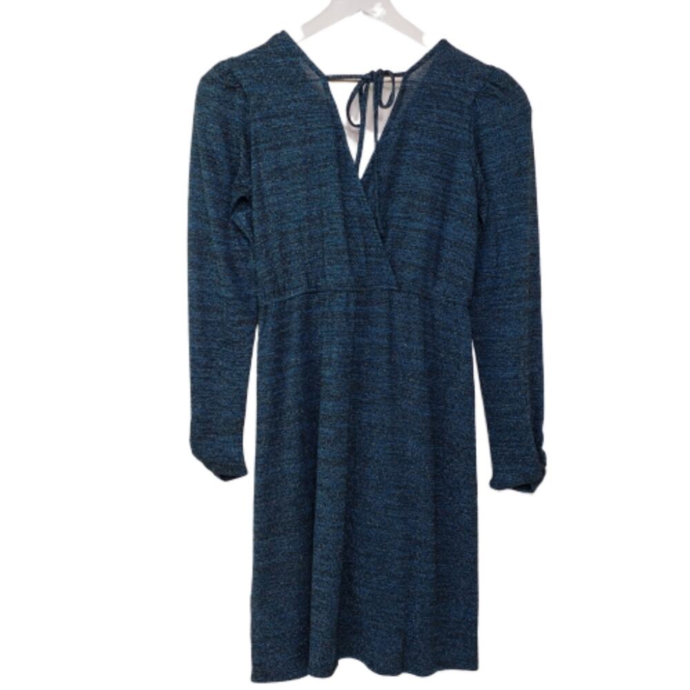 Band Of Gypsies Gemme Long Sleeve Faux Wrap Metallic Dress M NEW - Picture 6 of 8